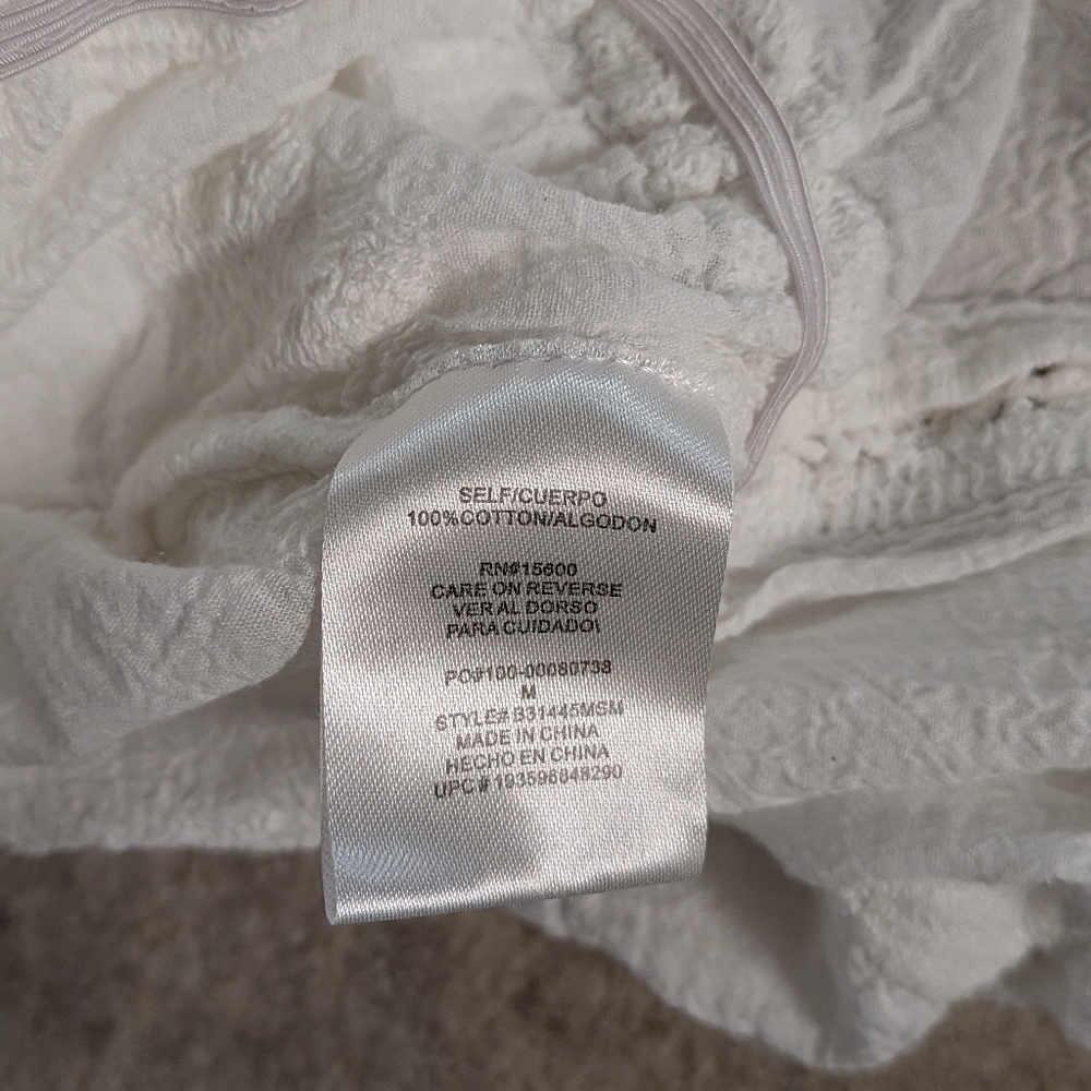 Democracy White Lace All Cotton Grandma Chic Blouse Size Medium Bridal Beach - Picture 9 of 9